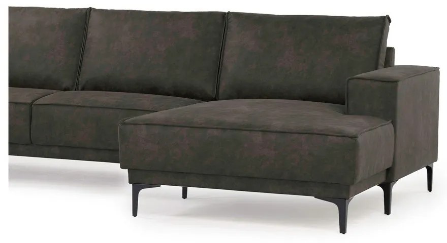 Ъглов диван в черно и сиво от изкуствена кожа (десен ъгъл) Copenhagen - Scandic