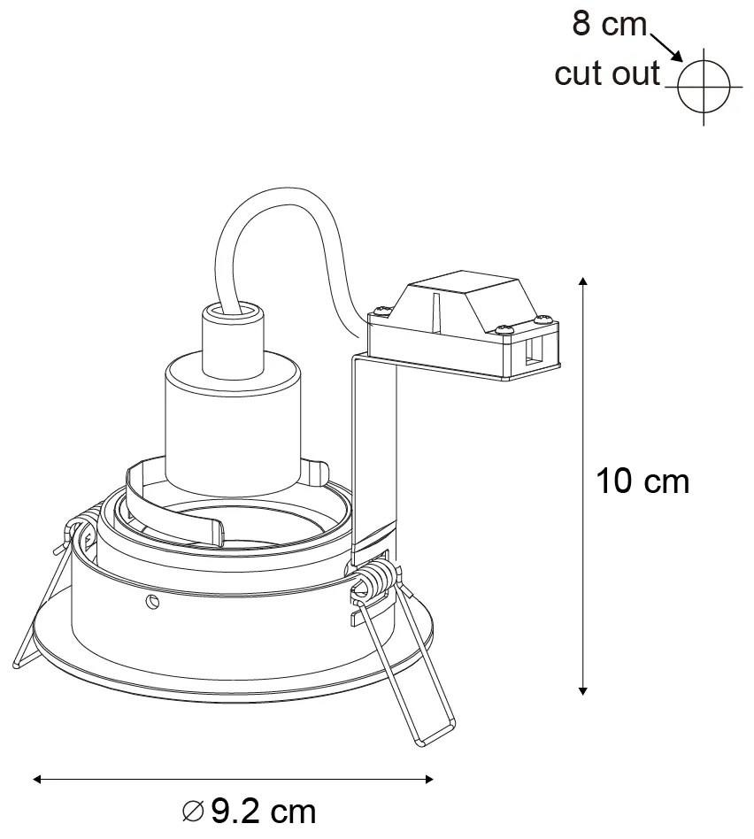 Комплект от 6 модерни вградени спота Gunmetal GU10 50mm кръгли с наклон - Chuck
