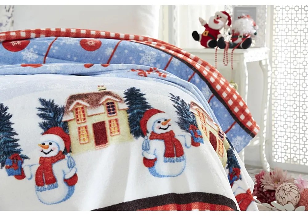 Одеяло с коледен мотив със смес от памук 150x200 cm – Mila Home