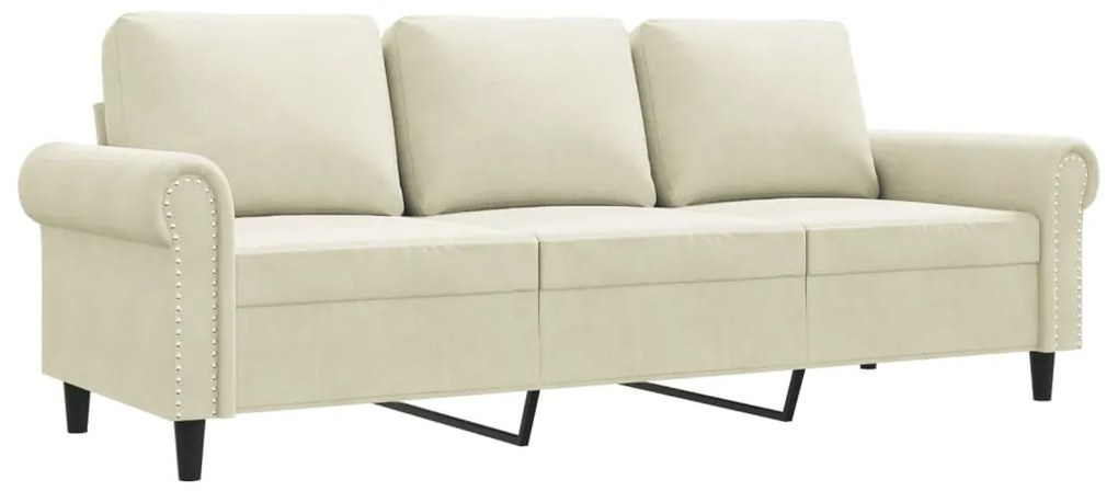 359547 vidaXL 3-местен диван, кремав, 180 см, кадифе