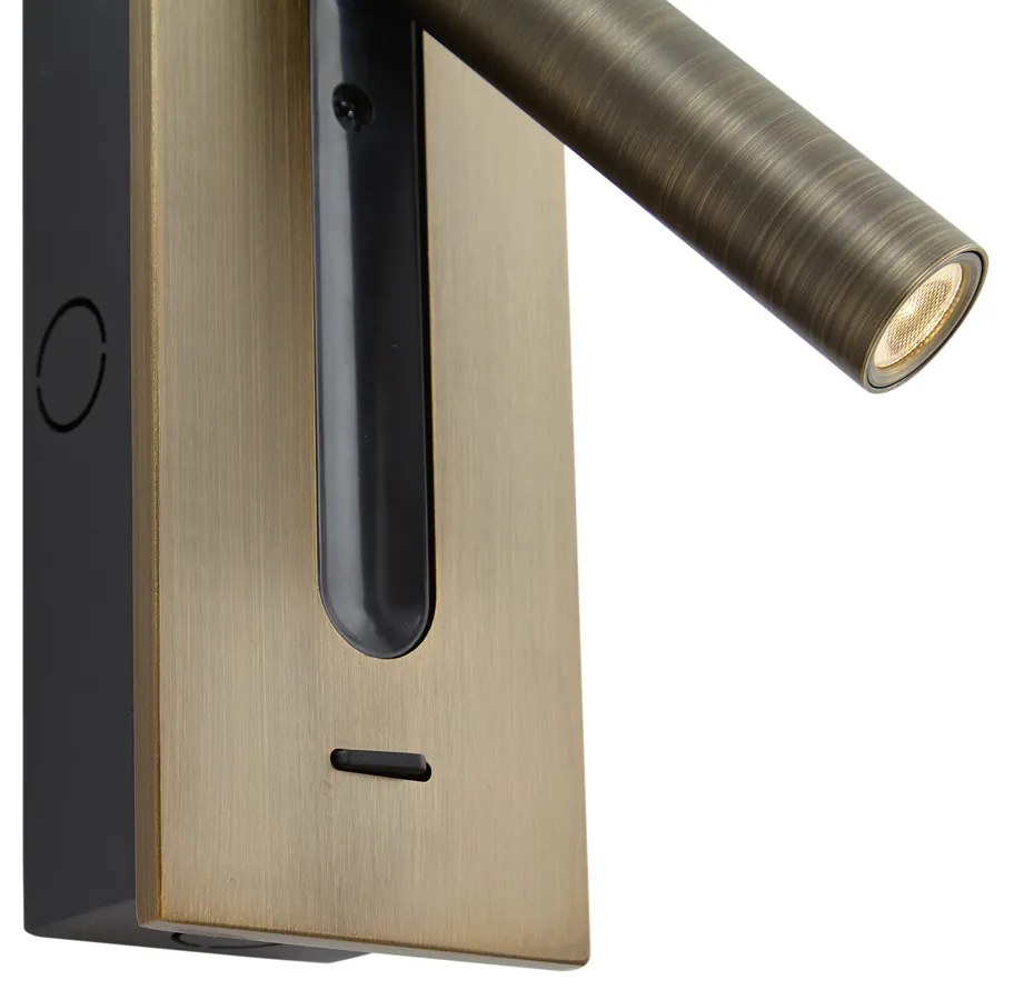 Модерна стенна лампа тъмен бронз с LED - Plaza