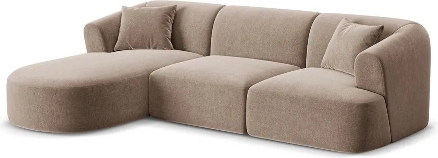 Светлокафяв кадифен ъглов диван (ляв ъгъл) Campi – Cosmopolitan Design