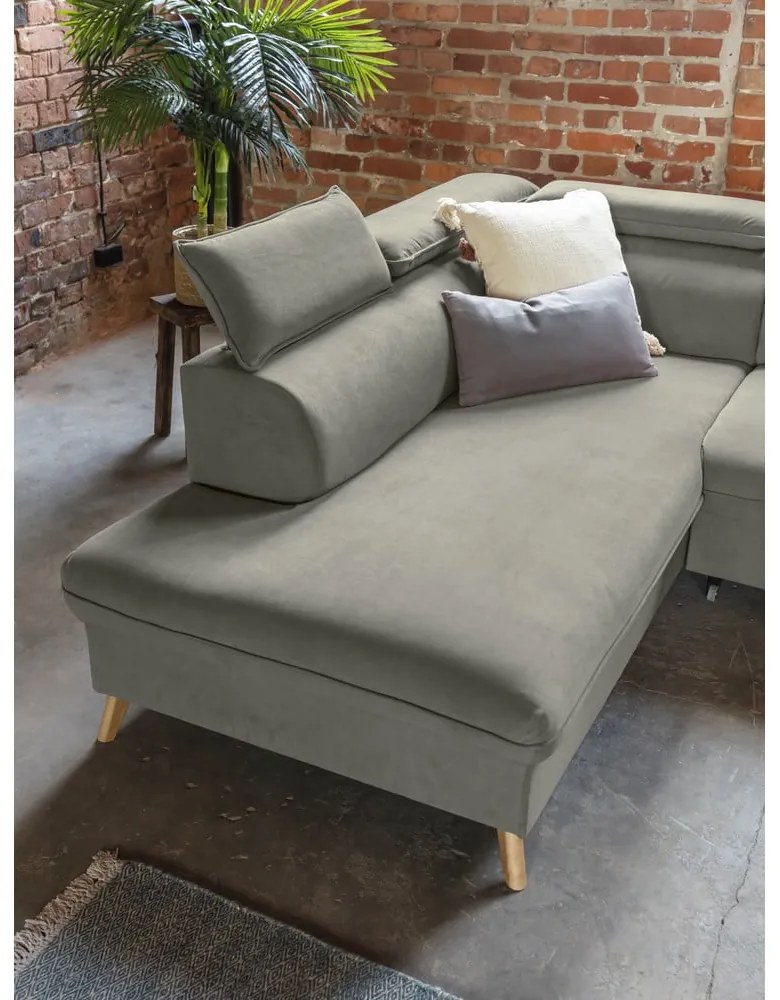 Светлосив кадифен U-образен ъглов диван (ляв ъгъл) Sweet Harmony - Miuform