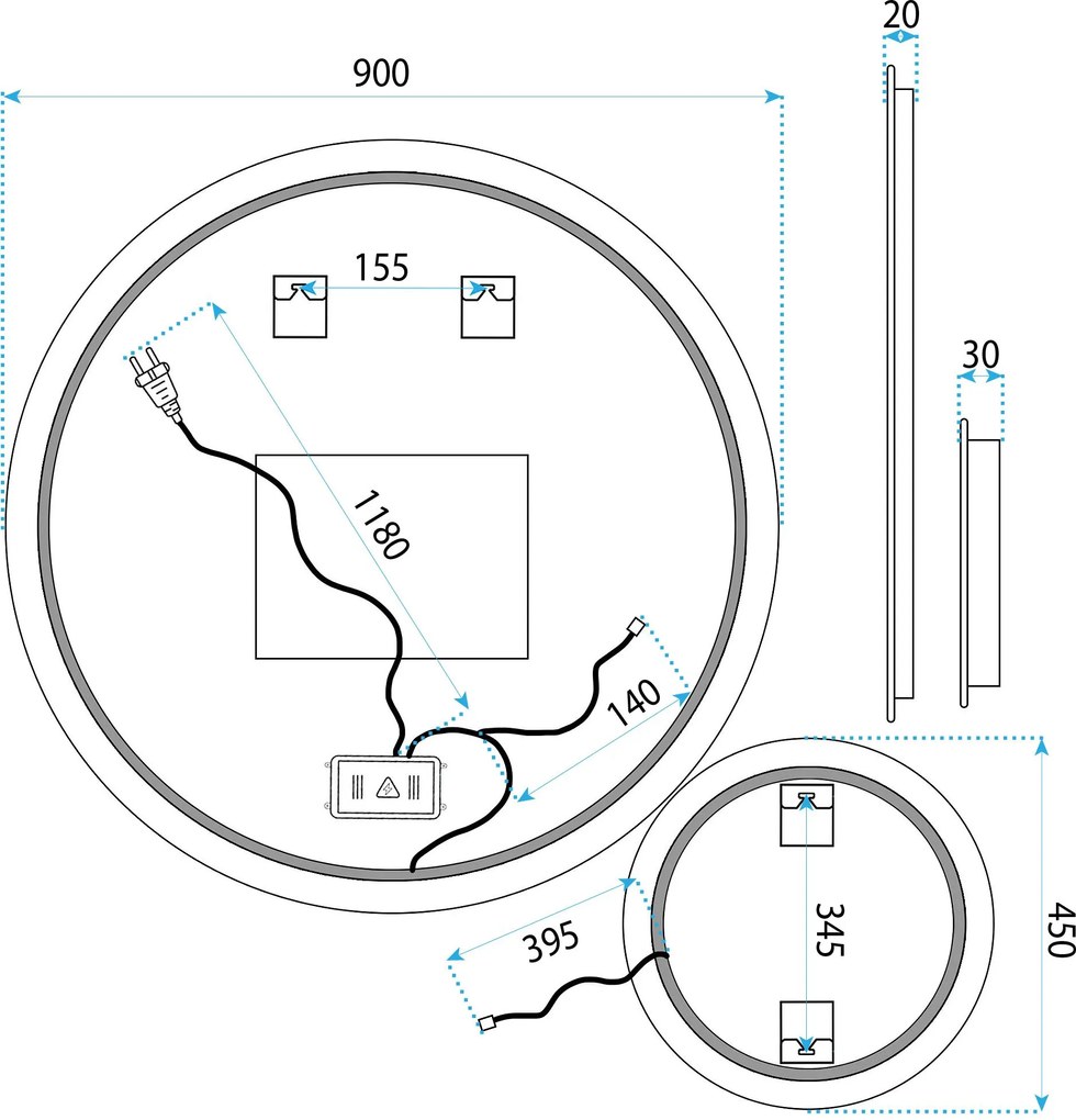 Огледало LED R-9045 90cm + 45cm