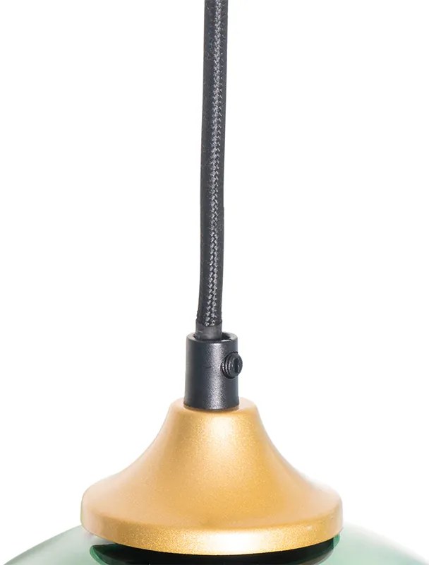 Смарт висяща лампа месинг със синьо и зелено стъкло 8 светлини вкл. 8 Wifi G95 - Sandra