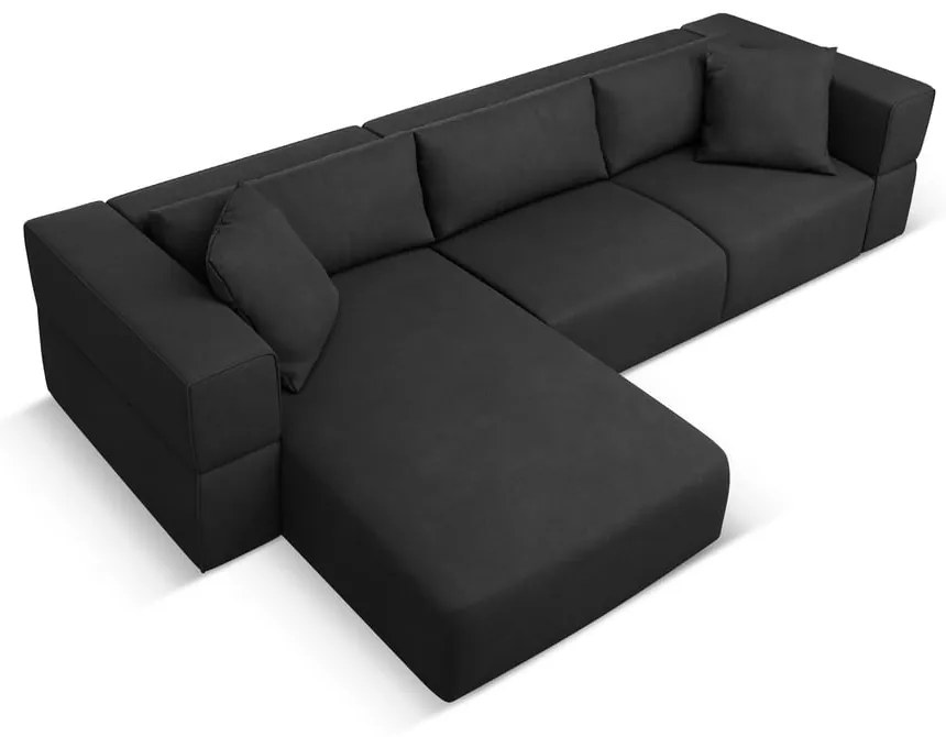 Черен ъглов диван, ляв ъгъл Esther – Milo Casa