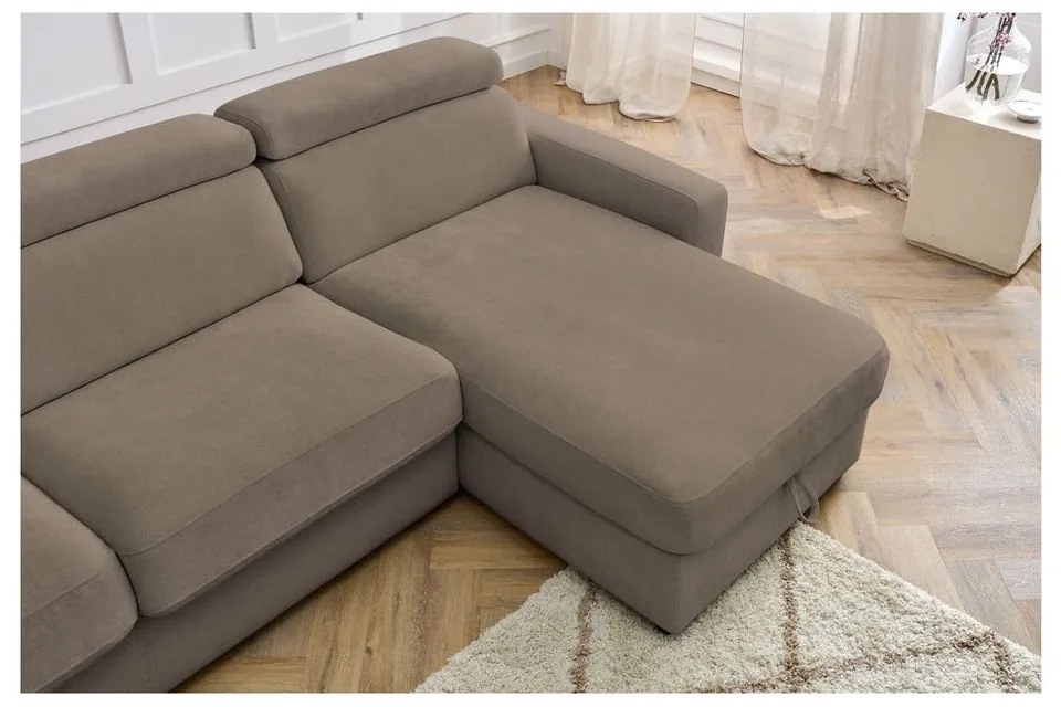 Кафяв разтегателен ъглов диван (променлив) Monaco – Bobochic Paris