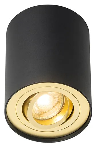 Таванен прожектор черен със злато въртящ се и наклонен - Rondoo up