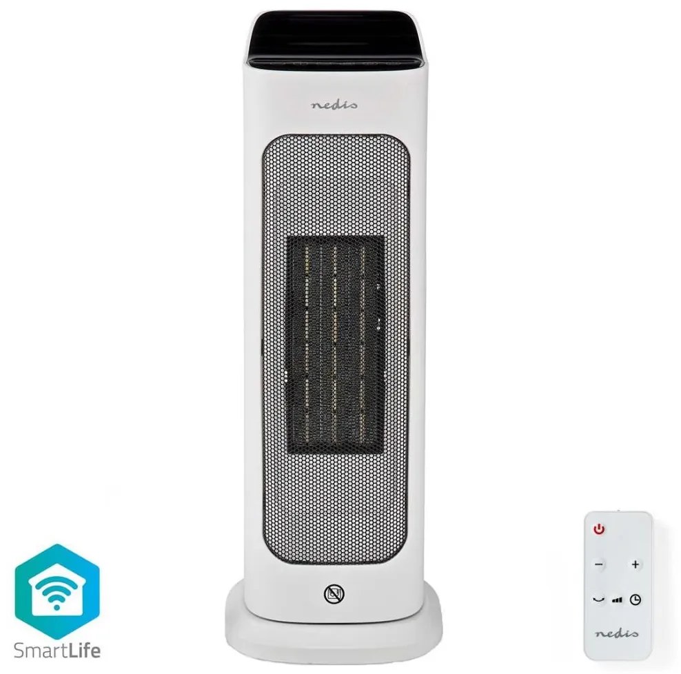 Nedis HTFA20WTW - Вентилатор с нагревател 1400/2000W/230V Wi-Fi Tuya + д.у.