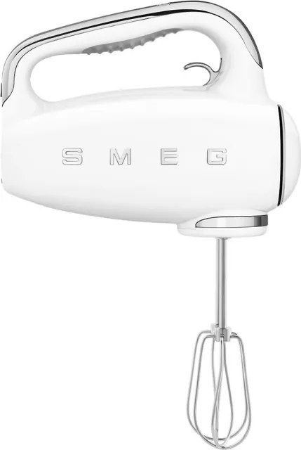 Ръчен миксер SMEG 50's Style HMF01WHEU, 250W, 9 скорости, Турбо, Скрит LED дисплей, Таймер, Аксесоари, Бял