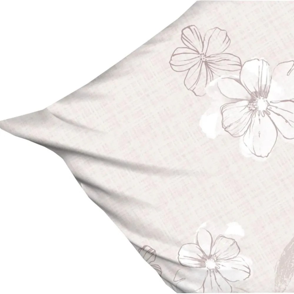 Премиум памучно спално бельо, бежово с флорална шарка Ширина: 220 см | Дължина: 200 см