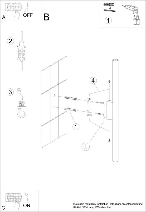 Бяла стенна лампа ø 2,5 cm Fideus – Sollux