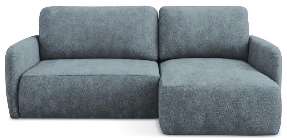 Сиво-син шенилов разтегателен ъглов диван с място за съхранение (десен ъгъл) Lilo – Makamii