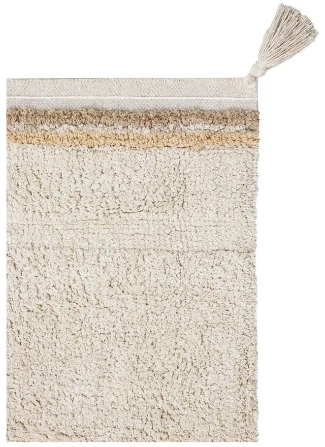 Кремав ръчно изработен памучен килим подходящ за пране 90x130 cm Bloom Natural – Lorena Canals