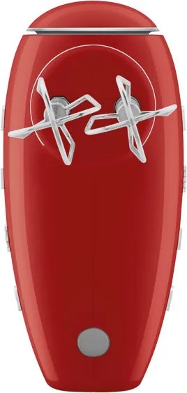 Ръчен миксер SMEG 50's Style HMF01RDEU, 250W, 9 скорости, Турбо, Скрит LED дисплей, Таймер, Аксесоари, Червен