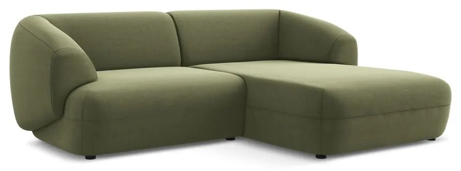 Зелен кадифен ъглов диван (десен ъгъл) Moana – Makamii