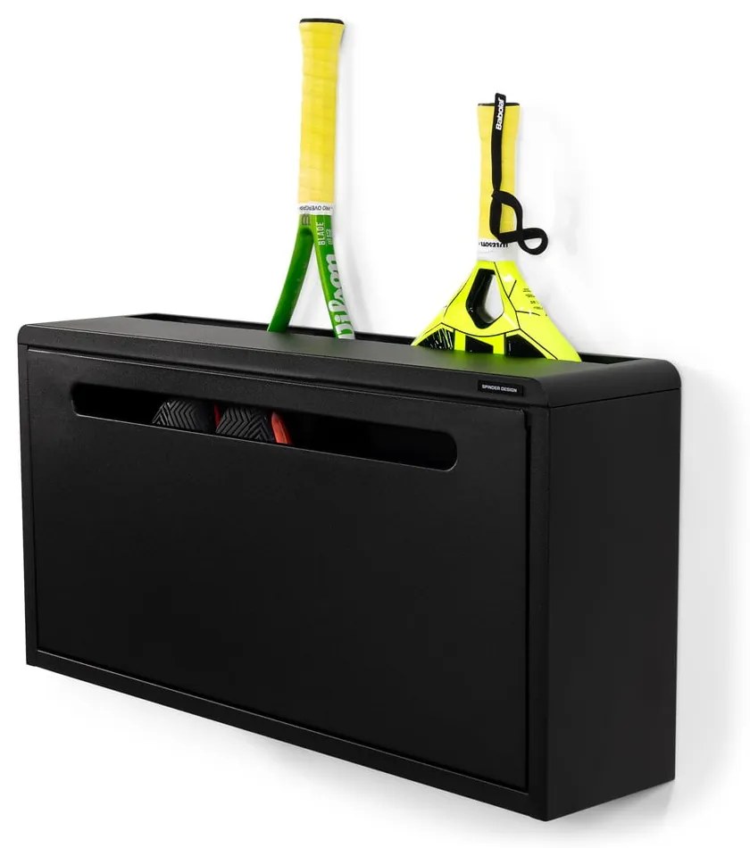 Черна метална накланяща се/висяща стойка за обувки 76x38x18 cm Sportiva – Spinder Design