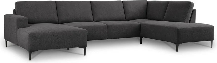 Антрацитен шенилов ъглов диван (десен ъгъл/U форма) Fabian – Scandic
