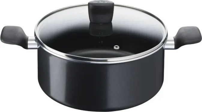 Комплект съдове за готвене Tefal C2678074 Starter Black, 6 ч, Титениево покритие, Без PFOA, Thermo-Fusion, Thermo-Signal, Индукция, Черен