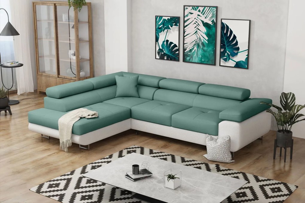 Ъгъл диван Antony-Left-White - Petrol