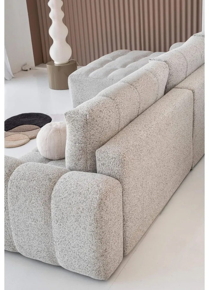 Бежов разтегателен модулен ъглов диван с място за съхранение (ляв ъгъл) Lulu – Miuform