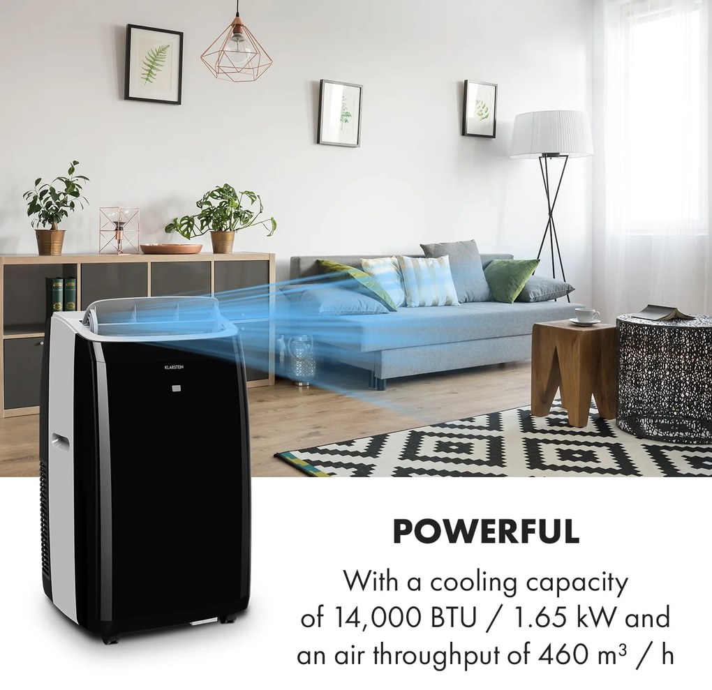 Klarstein Grandbreeze Pro 14K, мобилен климатик 3 в 1, 460 m³/h, 12.000 BTU/1,65 kW