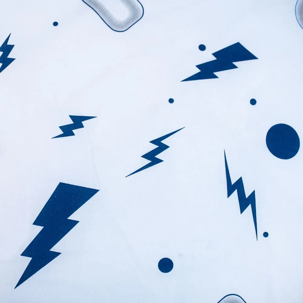 Единично памучно детско спално бельо в бял и син цвят 140x200 cm Game over – Jerry Fabrics