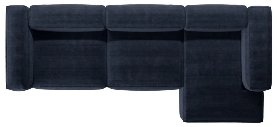 Тъмносин ъглов диван от рипсено кадифе (десен ъгъл) Bergano – Cosmopolitan Design