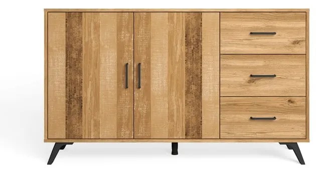 Нисък скрин с дъбов декор в естествен цвят 136x81 cm Nordic - Marckeric