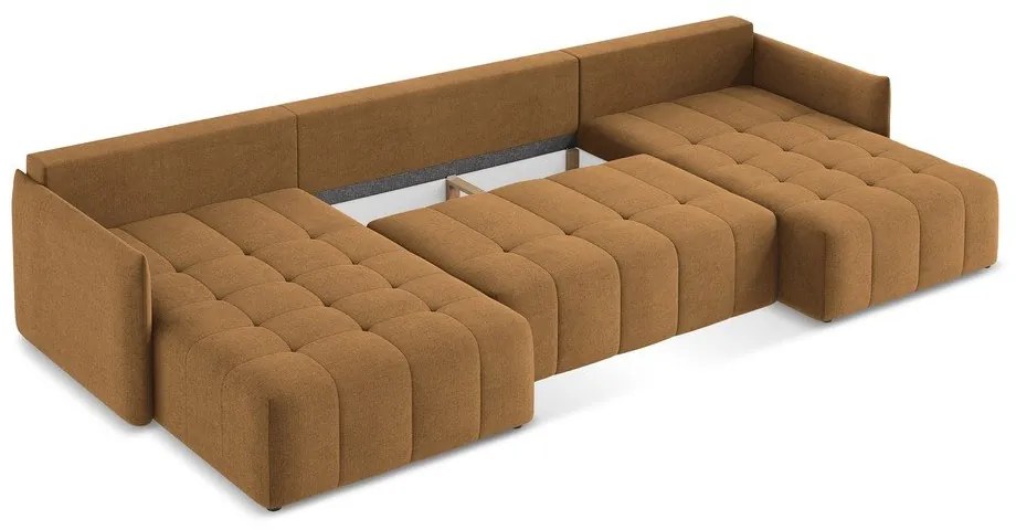 Теракотен разтегателен ъглов диван с място за съхранение (U форма) Moku – Makamii