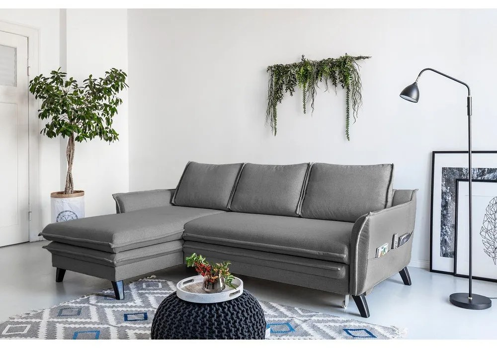 Сив ъгъл на разтегателен диван, ляв ъгъл Charming Charlie - Miuform