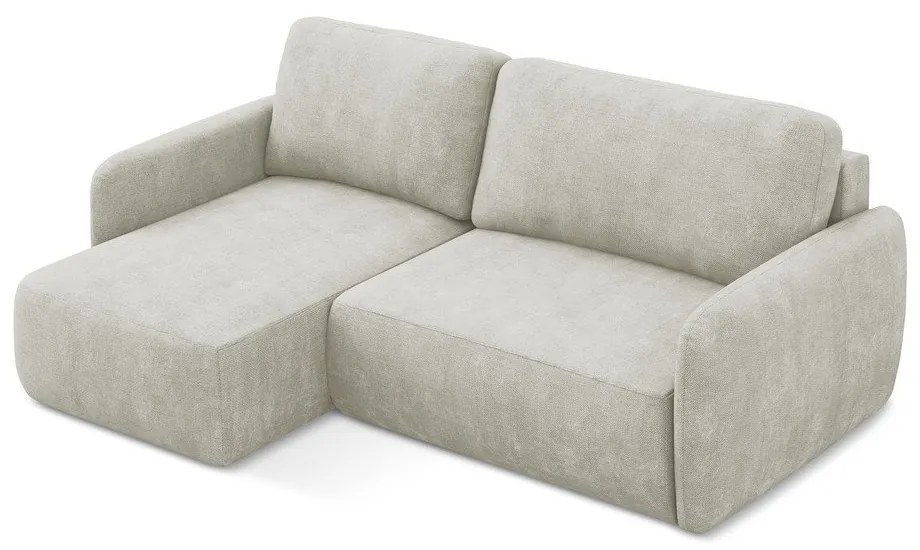 Кремав шенилов разтегателен ъглов диван с място за съхранение (ляв ъгъл) Lilo – Makamii
