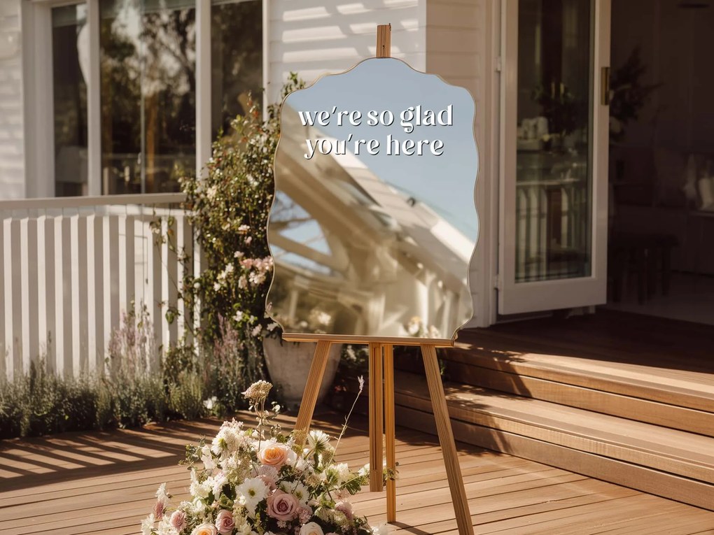 Стикер за огледало S43 – We're so glad you're here 69x24