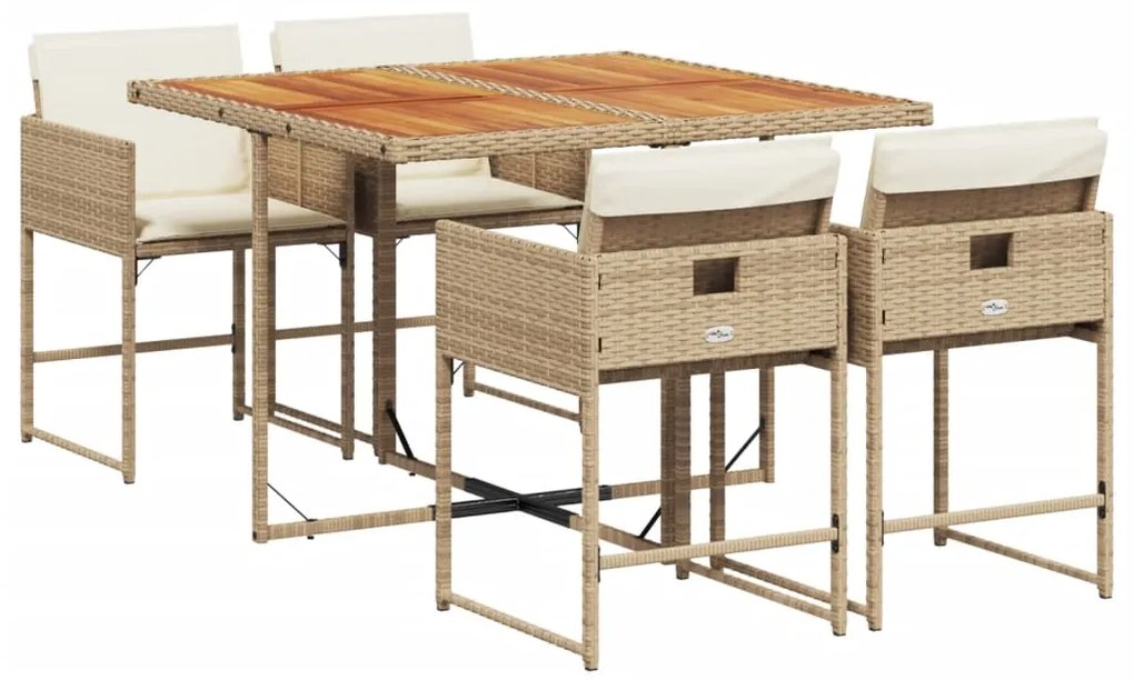 3211264 vidaXL Градински комплект с възглавници, 5 части, бежов полиратан