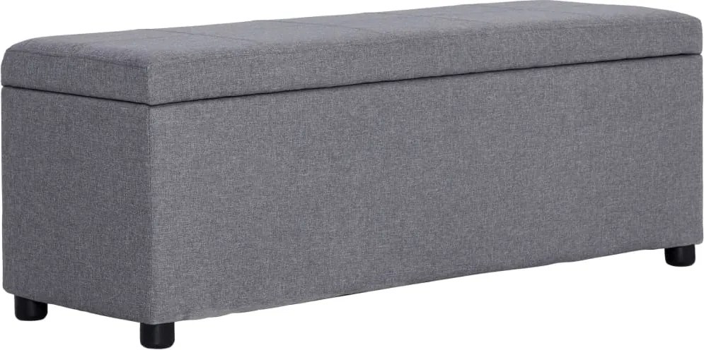 281317 vidaXL Пейка с отделение за съхранение, 116 см, светлосива, полиестер