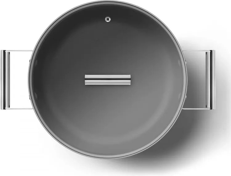 Плитка тенджера с капак Smeg CKFD2811RDM, 28 см, 3.7 л, Незалепващо покритие с 3 слоя, Фурна до 250C, Без PFAS, Индукция, Червен