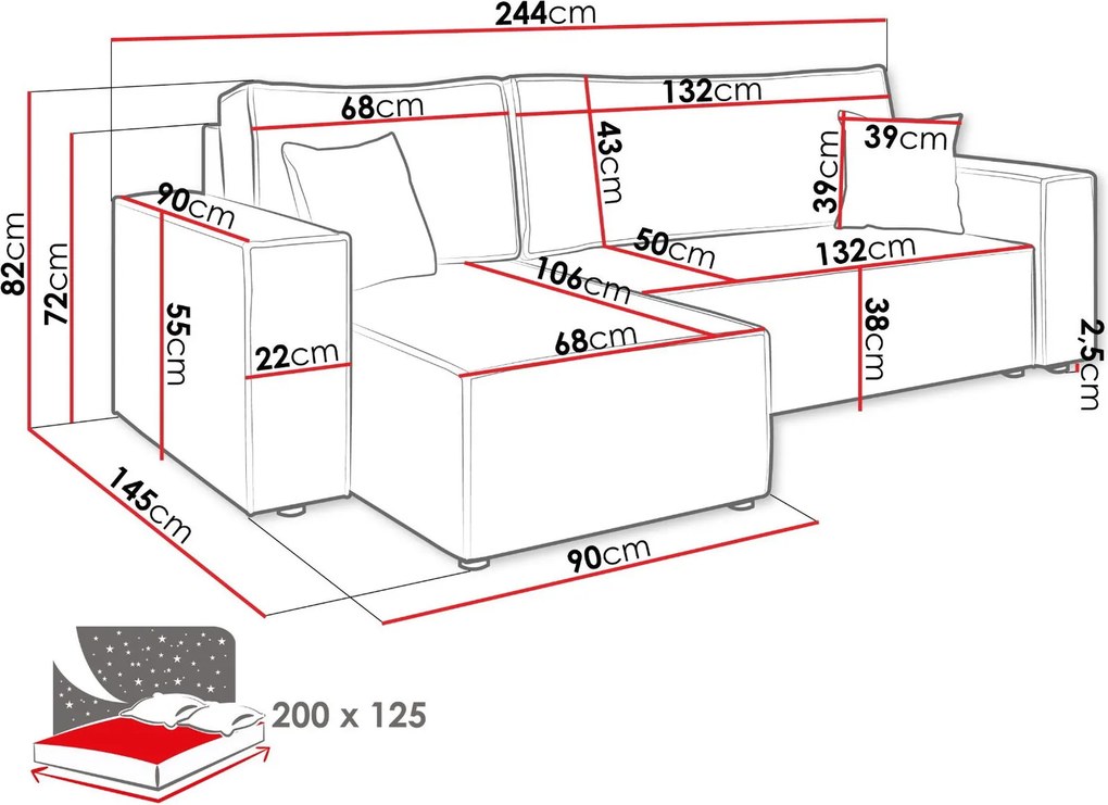 Ъглов диван Karl II-Сив