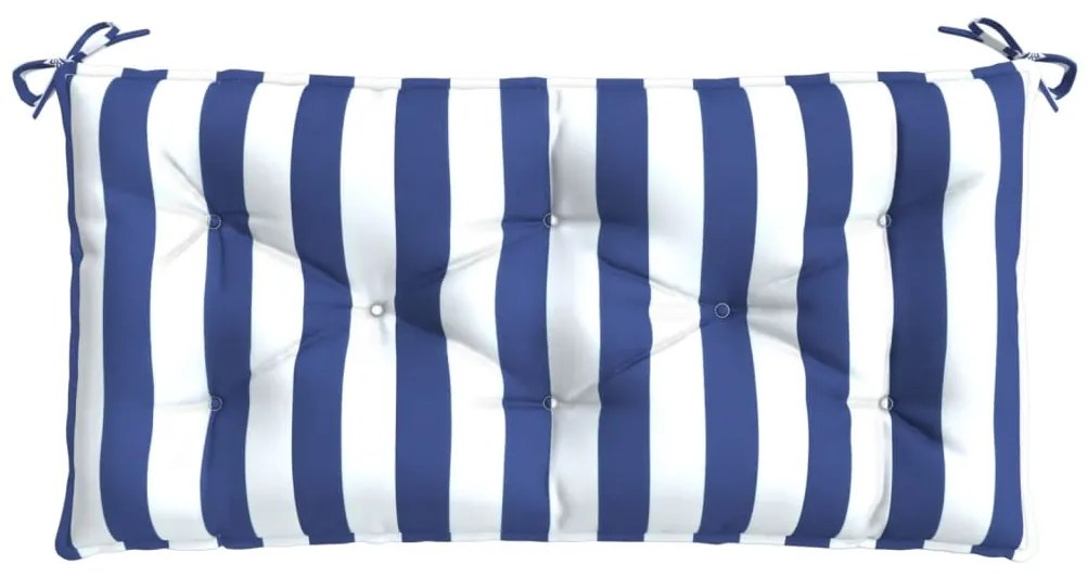 Възглавници за външни пейки 2 бр синьо-бели 100x50x7 см плат