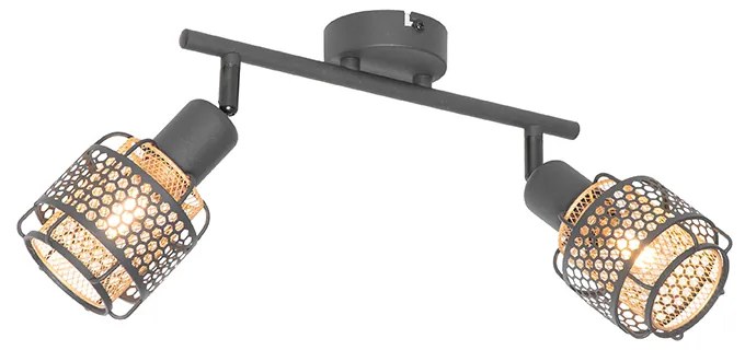 Дизайнерски таванен аплик черен със злато 2-светлина - Noud