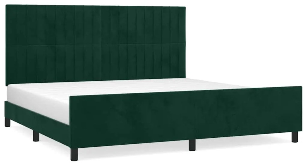 3125900 vidaXL Рамка за легло без матрак, тъмнозелена, 200x200 см, кадифе