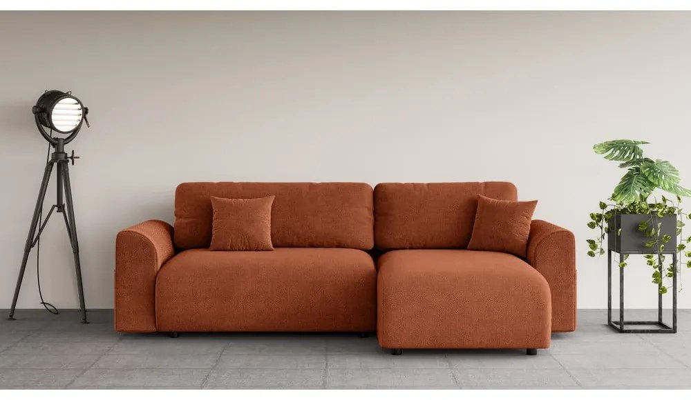 Сгъваем ъглов диван в тухлен цвят (променлив) Lorine – Ropez