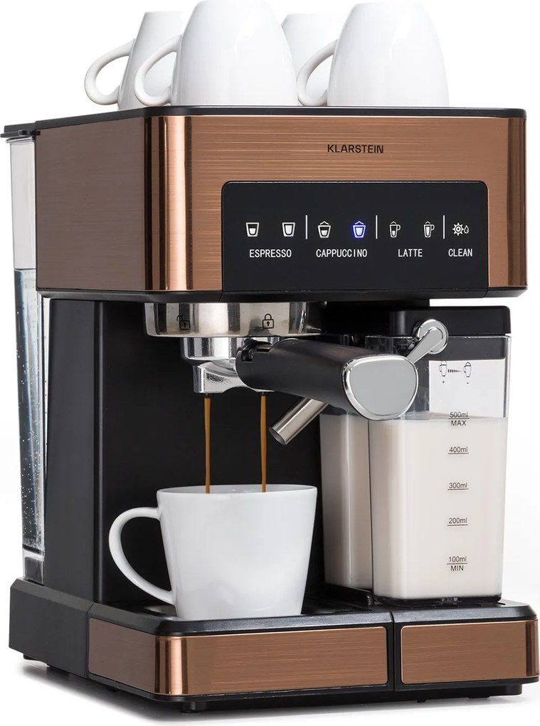 Klarstein Arabica Comfort, кафемашина с портафилтър, 1350W, 20 бара, 1,8 литра, тъч панел