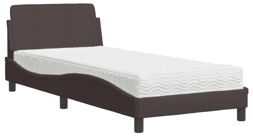3208327 vidaXL Легло с матрак, тъмнокафяво, 90x200 см, плат