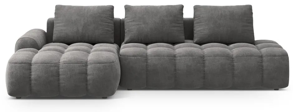 Сив кадифен сгъваем/с място за съхранение ъглов диван (ляв ъгъл) Linz – Cosmopolitan Design