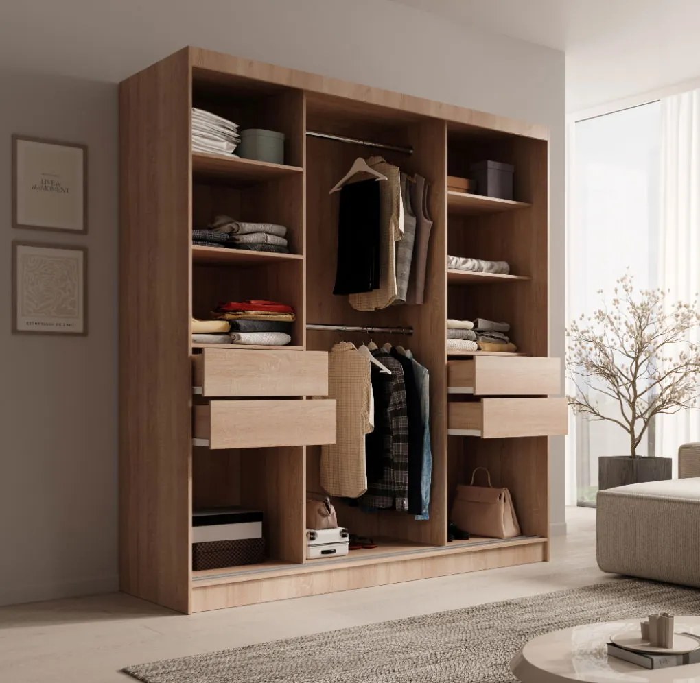 Гардероб Kalli 200 с плъзгащи-Sonoma - Mauro