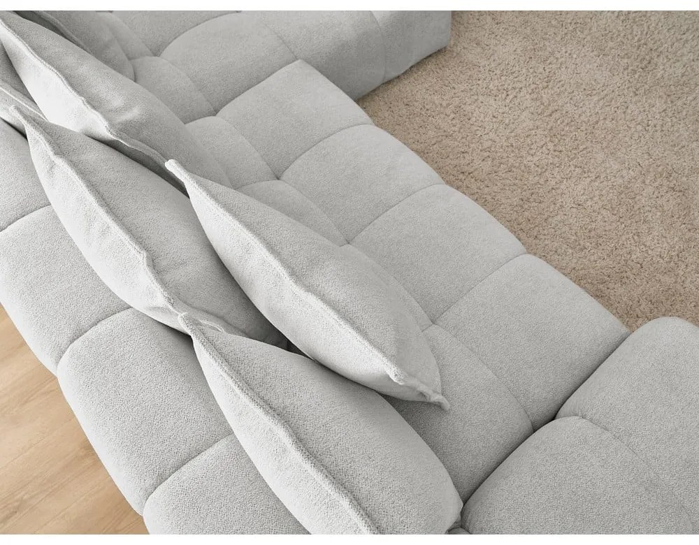 Светлосив шенилов сгъваем/с място за съхранение ъглов диван (десен ъгъл) Everest – Bobochic Paris