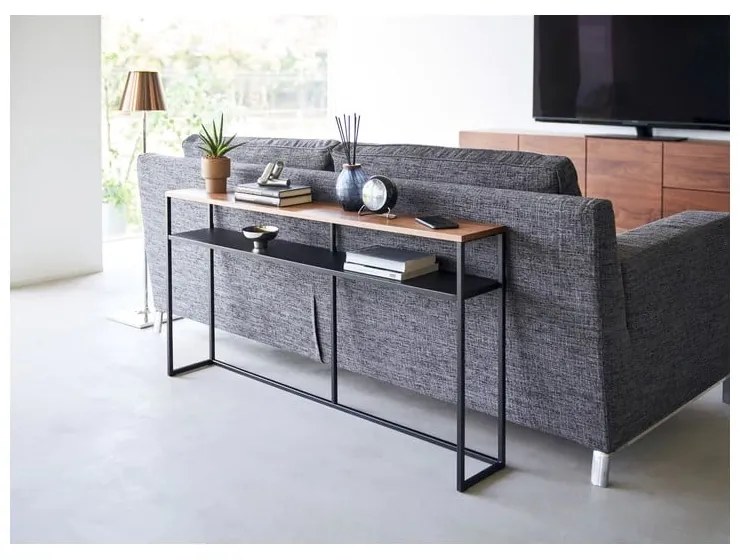 Конзолна маса от декор от ясен в черен и тъмнокафяв цвят 20,5x126 cm Tower – YAMAZAKI