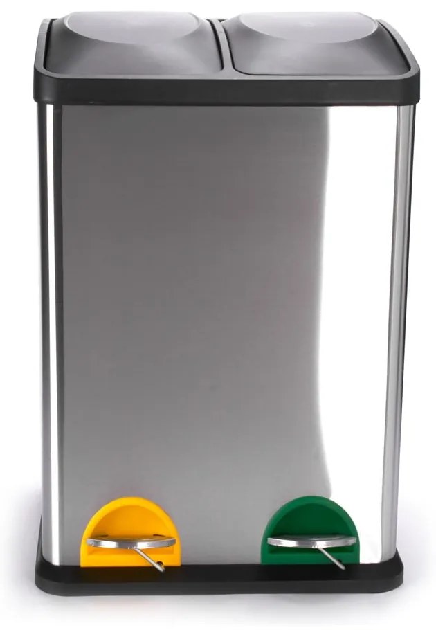 Стоманено кошче за боклук за рециклиране с педал в матово сребрист цвят 2x20 l Tri Selectif – MSV
