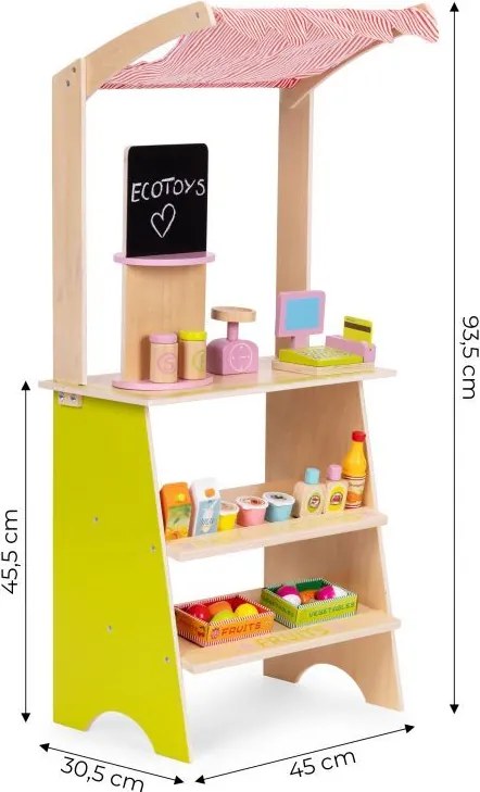 Дървена детска сергия - магазин за зеленчуци и плодове