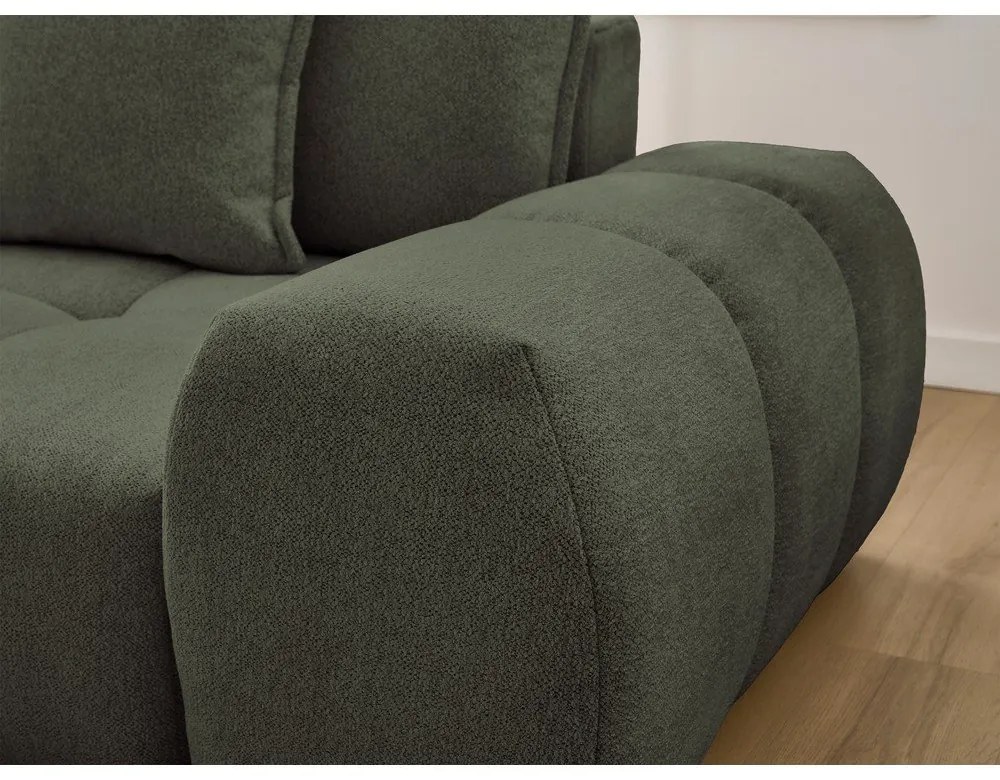 Зелен шенилов сгъваем/с място за съхранение ъглов диван (ляв ъгъл) Everest – Bobochic Paris